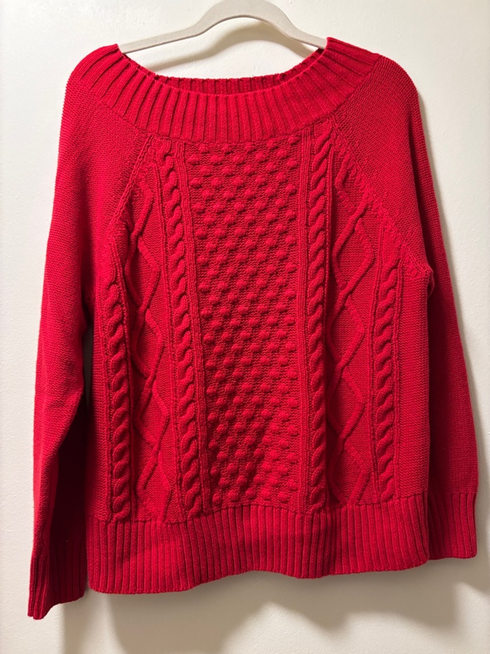 Chaps Red Cable-Knit Scoop Neck Sweater